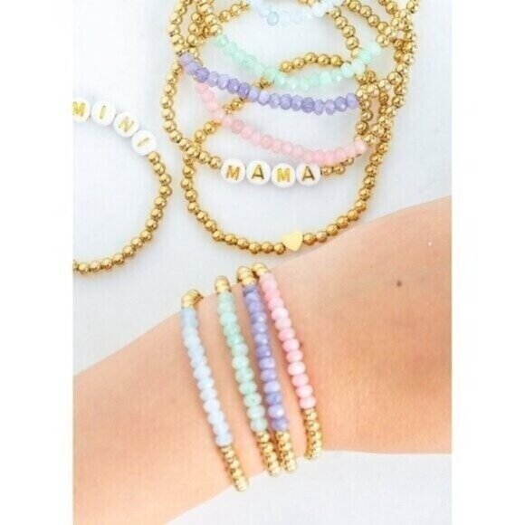 Pink Matching Bracelet for Mom and Daughter Bracelet Waterproof Gold Beaded - Picture 3 of 11